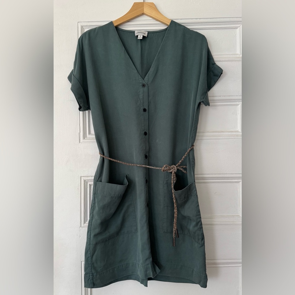 Frank & Oak | 100% Tencel Button up Dress in color Sage | Size Extra Small